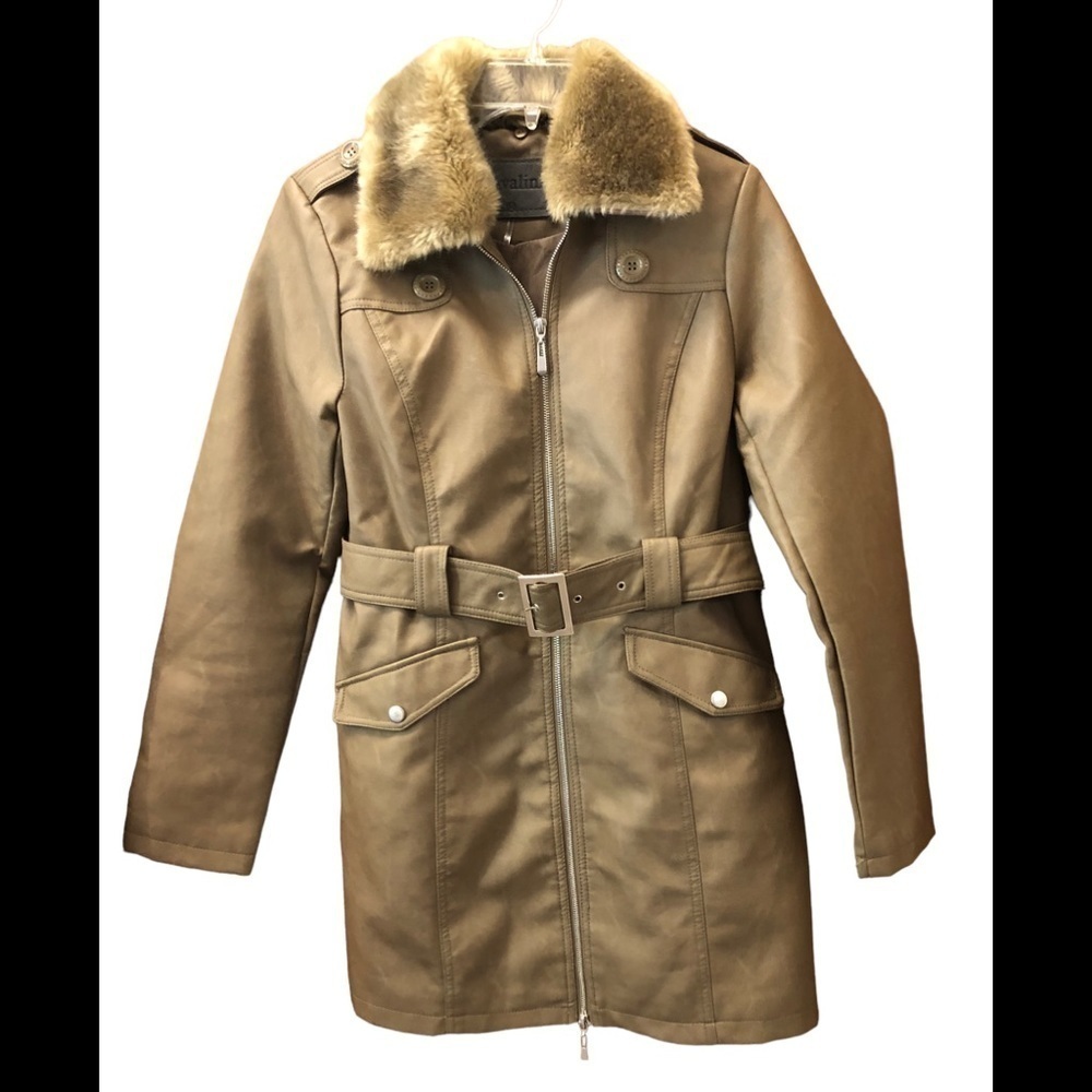 Cavalini/ Woman’s faux Leather Jacket/ removable faux collar/ size M / - Picture 2 of 12